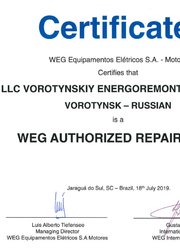Сертификат WEG июль 2019